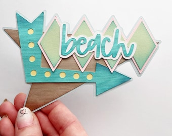 Beach retro Scrapbook title, embellishment mid century retro theme A premade paper piecing for scrapbook layouts by my tear bears kira