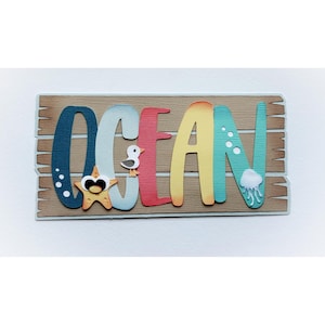 Embellissement d'album OCEAN, thème d'été de signe d'océan de plage. Rassemblement en papier pour mises en page de scrapbooking et plus encore par My Tear Bears Kira