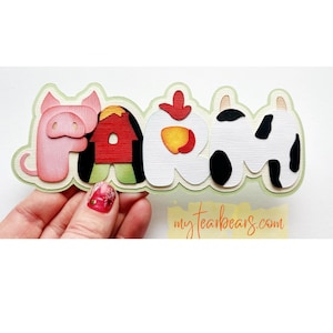 Farm Scrapbook title pig barn rooster cow, premade paper piecing for scrapbook layouts by my tear bears kira