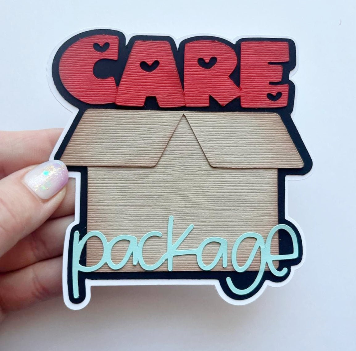 Care package embellishment Scrapbook title, College theme a  premade paper piecing paper die cut for  layout by my tear bears kira