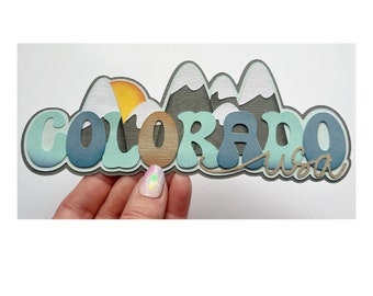 Colorado USA embellishment Scrapbook title travel state vacation theme. A premade paper piecing for scrapbooks layouts  my tear bears kira