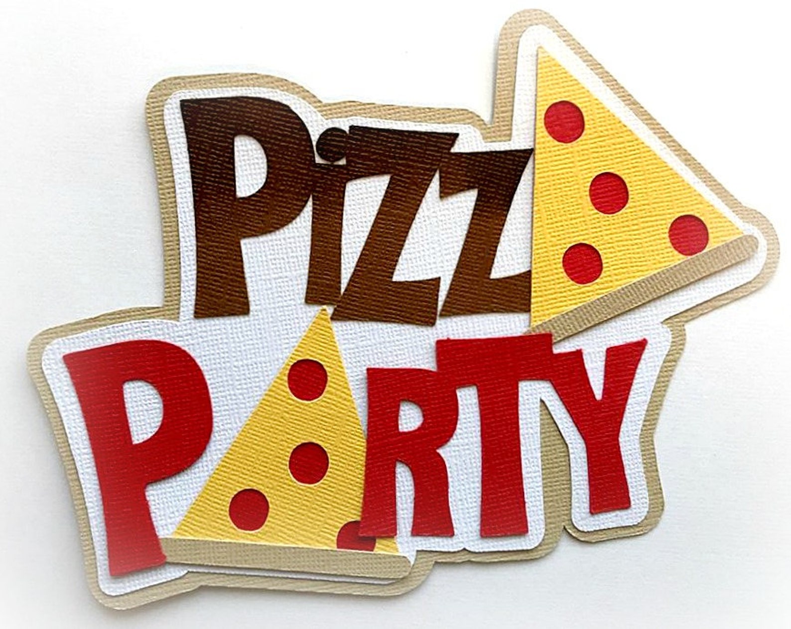 Scrapbook Die Cut Pizza Party title premade paper piecing 3d Etsy