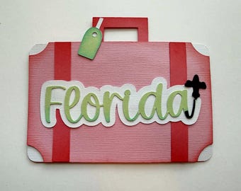 Florida Travel Scrapbook title suitcase vacation travel vacation, a layered paper piecing for scrapbook layouts by my tear bears kira