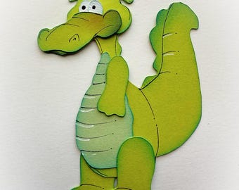 Scrapbook alligator standing paper Die Cut, embellishment for scrapbook layouts  by my tear bears kira