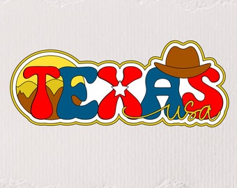 Texas USA embellishment Scrapbook title travel state vacation theme. A premade paper piecing for scrapbooks layouts  my tear bears kira