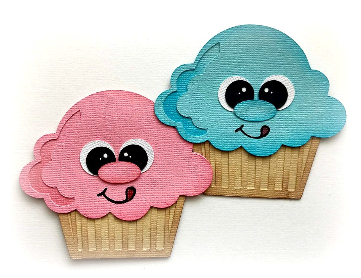 Birthday cupcake choose color premade paper piecing 3d die cut Etsy