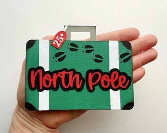 Christmas north pole Scrapbook title suitcase vacation travel vacation, a layered paper piecing for scrapbook layouts by my tear bears kira