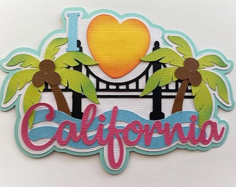 California Scrapbook title USA travel, state, vacation theme. A premade paper piecing for scrapbook layouts  my tear bears kira