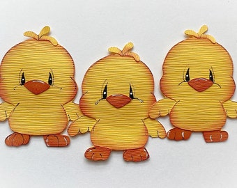 Scrapbook paper piecing yellow Baby chicks set of 3, A layered  Die Cut, embellishment for scrapbook layouts and more  by my tear bears kira