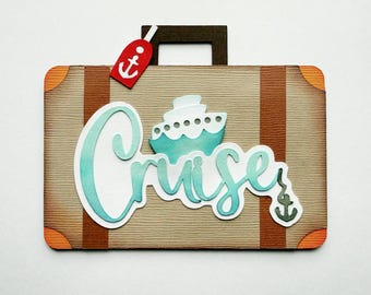 Cruise Scrapbook title suitcase vacation travel vacation, a layered paper piecing for scrapbook layouts by my tear bears kira