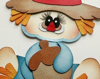 Scrapbook scarecrow embellishment fall theme made to order paper piecing paper die cut for scrapbook layouts by my tear bears kira