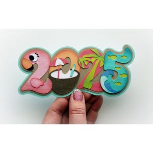 Tropical 2025 embellissement de scrapbooking thème tropical flamant rose de plage. Une pièce en papier pour les mises en page de scrapbooking et plus encore par my tear ours kira