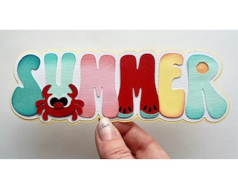 Summer Scrapbook title beach children season kids theme. A layered die cut paper piecing for scrapbook layouts and more my tear bears kira