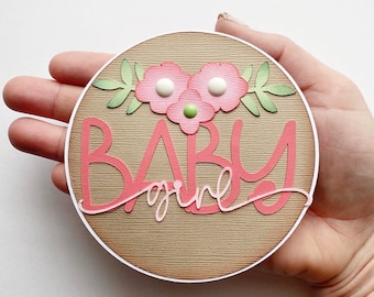 Baby girl Scrapbook title, embellishment baby book newborn made to order paper piecing for scrapbook layouts by my tear bears kira