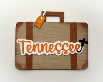 Tennessee Travel Scrapbook title suitcase vacation travel vacation, a layered paper piecing for scrapbook layouts by my tear bears kira