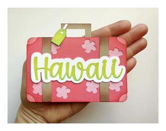 Hawaii Travel Scrapbook title suitcase vacation travel vacation, a layered paper piecing for scrapbook layouts by my tear bears kira