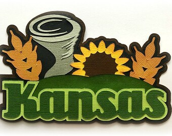 Die Cut Kansas state title premade paper piecing 3d die cut for scrapbooks cards planner project life by my tear bears kira