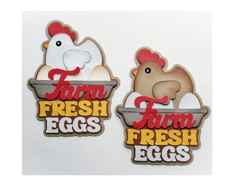 Scrapbook chicken embellishment farm fresh eggs title for scrapbook layouts made to order