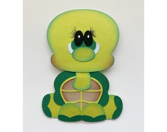Turtle Scrapbook embellishment pet kids animal, A premade paper piecing  for scrapbooking layouts by my tear bears kira