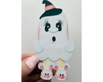 Halloween Ghost bunny Scrapbook Embellishment: made to order