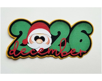 Adorno de diciembre de 2026 Título del álbum de recortes Tema 2026, patchwork de papel hecho a medida para diseños de álbumes de recortes por my tear bears kira