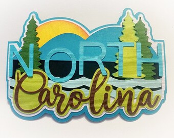 Scrapbook Die Cut state title North Carolina premade paper piecing for scrapbooks, cards, planner, project life, by my tear bears kira