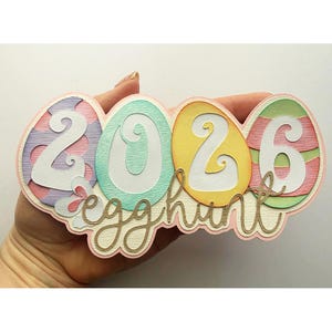 Easter egg hunt Scrapbook embellishment title . A paper piecing  for scrapbook layouts my tear bears kira