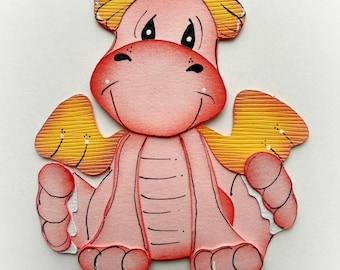 Scrapbook baby dragon pink fantasy cartoon paper Die Cut, embellishment for scrapbook layouts  by my tear bears kira