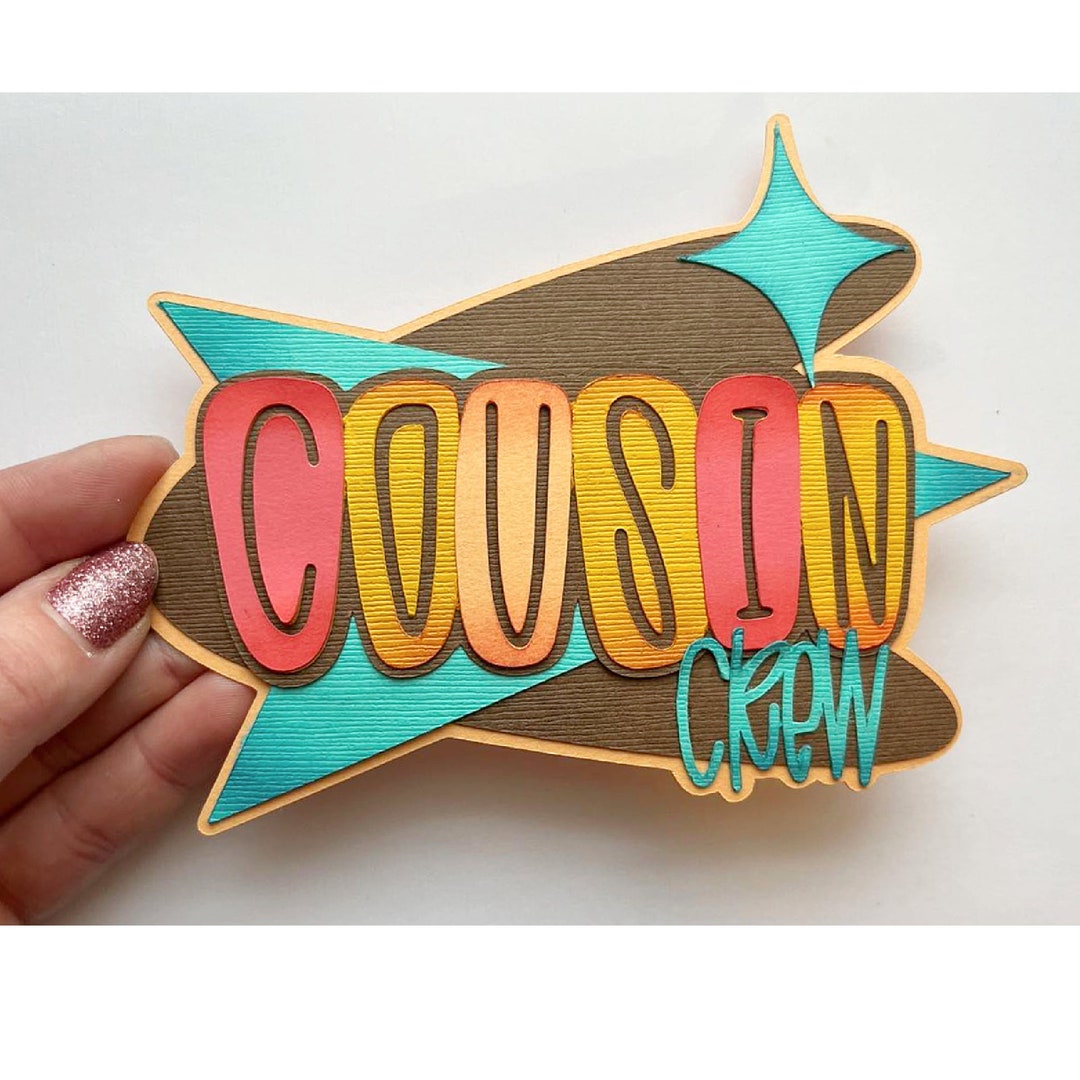 Cousin Scrapbook Title Family Layered Paper Die Cut Retro Theme Photos ...