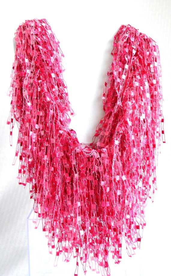 Items similar to Ladder Yarn Necklace Scarf Fringed Handmade and