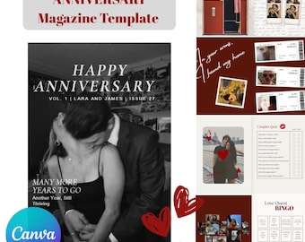Anniversary Magazine Template: Editable Canva Couples Love Story (Digital Download)
