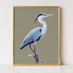 Great Blue Heron Wall Art – Hand-Drawn Nature Wall Art, High Quality Digital Print
