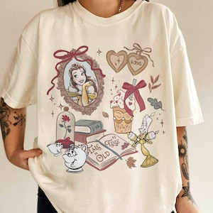 Retro Coquette Belle's Book Club Shirt, Beauty and the Beast Tee, Tale as old as time, Magic Kingdom Girly aesthetic Disney Girls trip tee