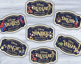 Personalized Disney Family Name & Cruise Ship Stateroom Door, Cruise Line Ship Name Door Magnet, Family Cruise Trip,Wish Magic Dream Fantasy