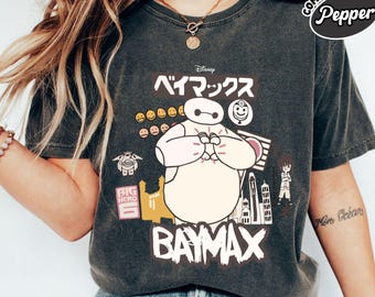 Retro Disney Baymax and Friends T-shirt, Big Hero 6 Characters Tee, Hiro Hamada and Baymax Tee, Disneyland Family 2026 Trip Matching Shirt