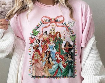 Disney Princess Christmas Shirt, Coquette Bows Holiday Tee, Mickey’s Merry Christmas Party Top, Disneyland Girl Trip Gift, Cute Princess Tee