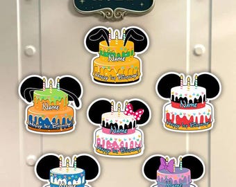 Personalized Mickey and Friends Birthday Magnet, Disney Inspired Birthday Cake Cruise Door Magnet, Birthday Decor Magnet, Disney Magnets