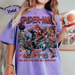 Vintage Amazing Spider-Man Comfort Farben Shirt, Retro Marvel Comics Cover T-Shirt, MCU Fan Geschenk, Pink Spiderman Grafik Shirt, Marvel Trip T-Shirt Bild 7