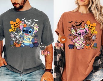 Halloween Stitch Shirt, Disney Stitch Tee, Stitch and Angel Matching Halloween Tee, Spooky Stitch Tee, Kids Halloween Stitch Tee, Family Tee