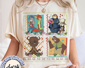 Retro 90s Disney Zootopia Protect The Herd Characters Shirt, Judy Hopps, Nick Wilde, Priscilla, Flash The Sloth Tee, Disneyland Family Trip