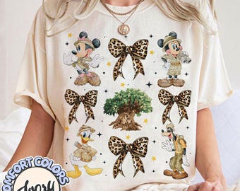 Camiseta Disney Let's Get Wild, Camiseta Disney Animal Kingdom, Camiseta Mickey e Amigos Leopardo Coquette Laços Animal Kingdom, Disney Safari Mode