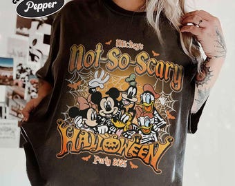 Vintage Mickey's Not So Scary 2026 shirt, WDW Halloween Family costume outfit, Halloween group shirts, Mickey & friends Skeleton Pumpkin tee