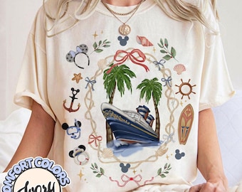 Coquette Bow Watercolor Disney Cruise Line Matching Shirts, Disney Wish Treasure Fantasy Dream Tee, Disneyland 1st Family Cruise Trip Gift