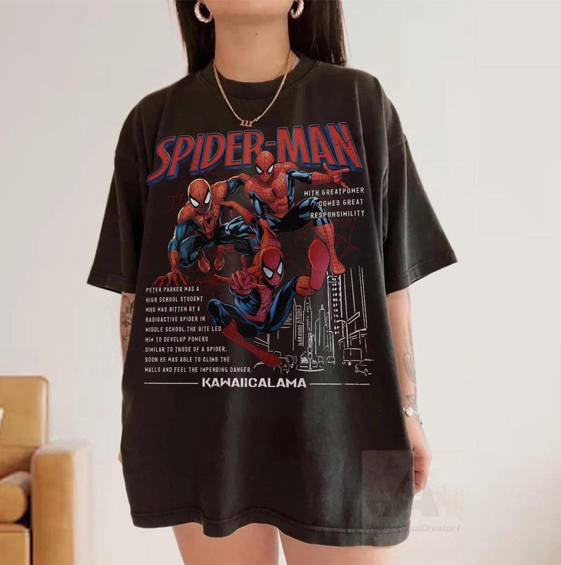 Retro 90's Spider Man Homage T-Shirt, Spider-Man Fan Tee Graphic T-Shirt, Retro Spiderman Comic Shirt, Marvel Avengers Spiderman Sweatshirt image 5