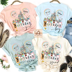 Personalized Disney Birthday Shirts, Mickey Birthday Shirt, Mickey And Friends, Disney Birthday Girl, Birthday Squad, Best Birthday Ever Tee