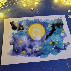 Grußkarte "kleines Licht", Karte, Wasserfarben, Geburtstagskarte, Geburtstag, Geschenk für Freunde, Aquarell, Karte, selbstgemalt