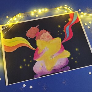 Stampa A4 "My Shining", cornice, cameretta, nascita, compleanno, stella, sogni, decorazione, decorazione murale, acquerelli, quadro, bambini