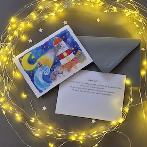 Trauerkarte "Dein Licht", Klappkarte, Karte, Trauerkarte in bunt, Abschied, Beileid, Verlust, Beileidskarte, du fehlst, Karte mit Umschlag