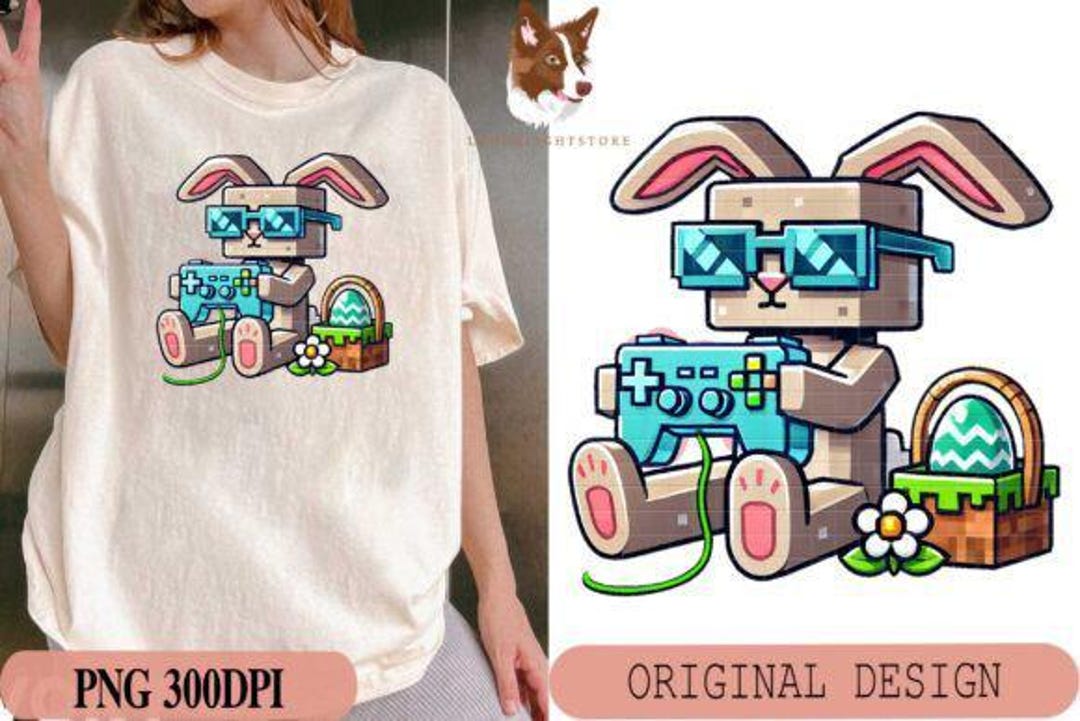 Minecraft Bunny Easter PNG – Cute Gamer Rabbit Clipart | 300 DPI ...