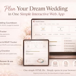 Wedding Planner Dashboard | Digital Organizer (HTML File)